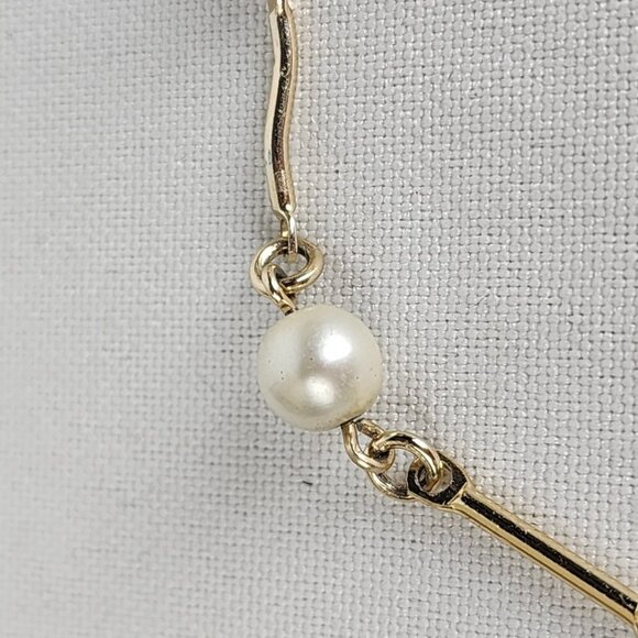Vintage Gold Tone Faux Pearl Bracelet - Picture 3 of 6